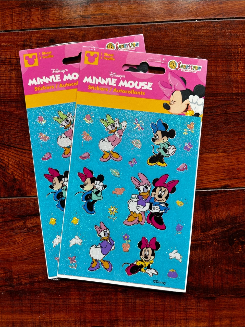 NWT Sandy Lion Disney Minnie Mouse Blue Glitter Character Stickers - 2 Pack